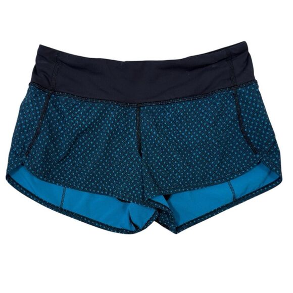 Lululemon Teal & Black Polka Dot Speed Up 2.5” Athletic Short - Picture 1 of 7